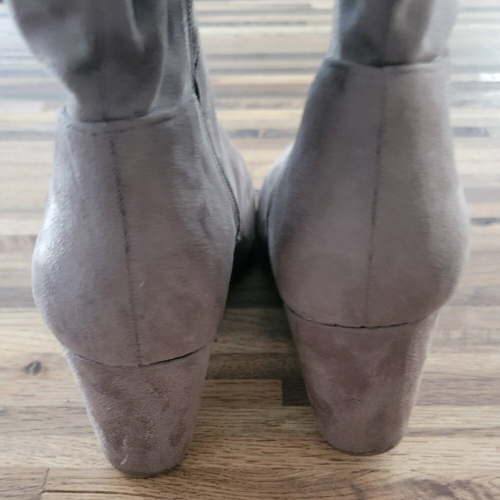 Kelly & Katie Maverique Wedge Dark Taupe Stretch Microsuede Slouch Boots - Picture 6 of 9